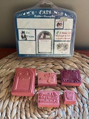 🌻3/$15 Listings🌻Vintage Cats Rubber Stamp Set - Perfect Condition